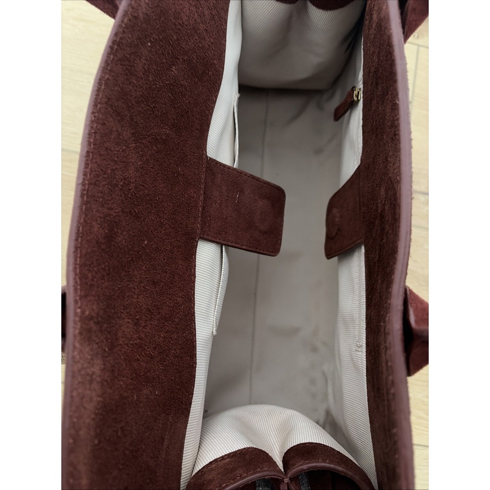 NWT Margot New York Genuine Suede Bowling Bag Tote Maroon NEW $200 Double Handle - Picture 7 of 10